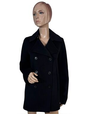 Vince Black Wool Blend Double Breasted Peacoat Jacket Women’s Medium